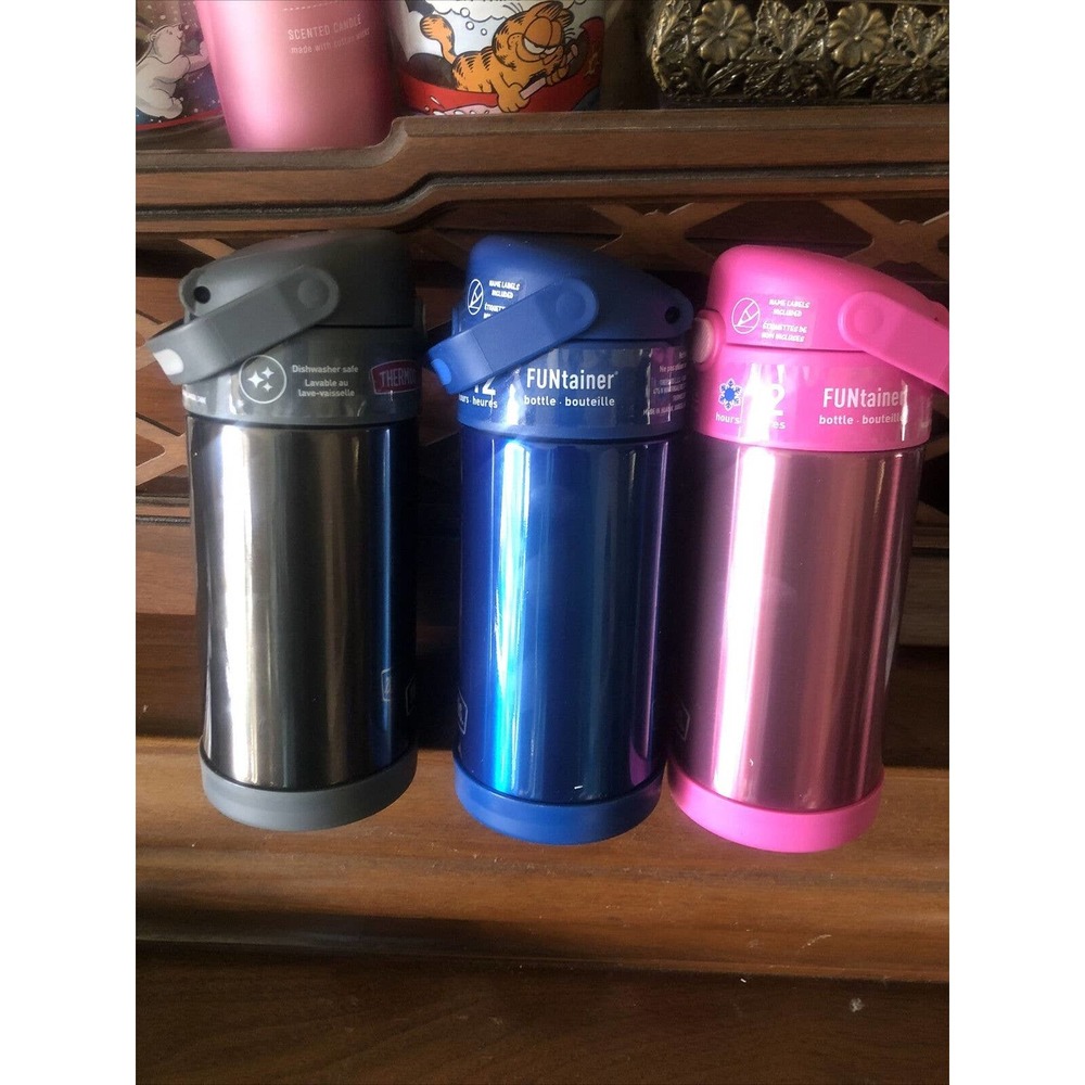 3 Thermos FUNtainer Vacuum Insulated Thermos Bottle For Kids 12 oz (BLUE) - NEW